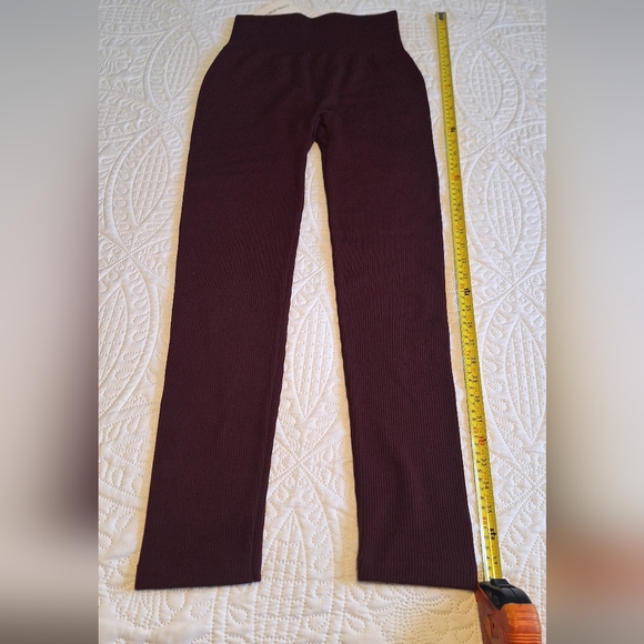 Streetwear Society Pants - Streetwear Society High Waist Burgundy Leggings